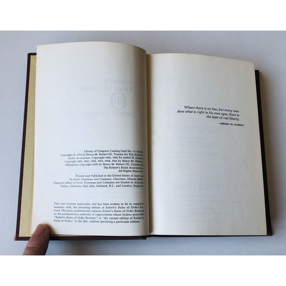 Vintage 1970 Robert’s Rules of Order HC Cloth Book Parliamentary Procedure Laws - Picture 6 of 14
